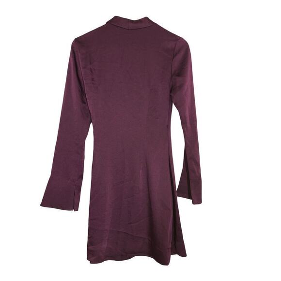Mango Florence Dress Satin Long Sleeve Buckled Wrap Mini Purple NWT 4 - Picture 6 of 10